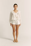 Valentina White Ruffle Blouse