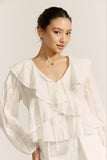 Valentina White Ruffle Blouse