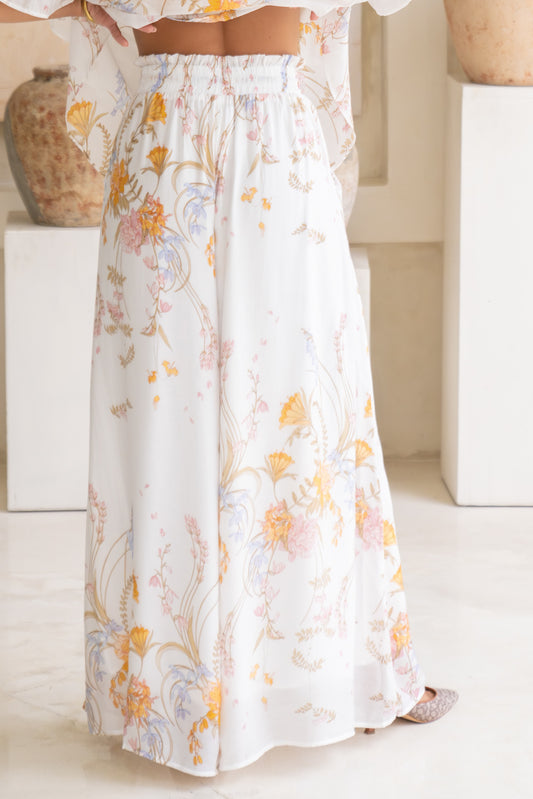 Emmeline Yellow Floral Wide Leg Pants