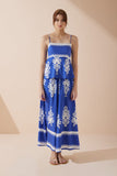 Lune Blue Abstract Wide Leg Cropped Pants