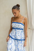 Fiora Blue Floral Ric Rac Cami Top