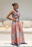 Serafina Pink Blue Boho Wide Leg Pants