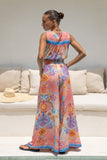 Serafina Pink Blue Boho Wide Leg Pants