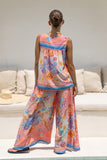 Serafina Pink Blue Boho Wide Leg Pants