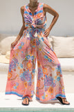 Serafina Pink Blue Boho Wide Leg Pants