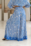 Nerina Blue Abstract Stripe Wide Leg Pants