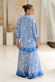 Nerina Blue Abstract Stripe Wide Leg Pants