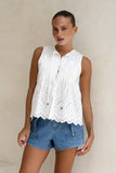 Posey White Broderie Top