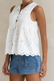 Posey White Broderie Top