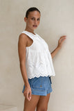 Posey White Broderie Top