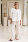 Anara White Jacquard Blouse