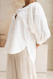 Anara White Jacquard Blouse