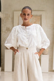 Anara White Jacquard Blouse