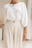 Anara White Jacquard Blouse