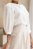 Anara White Jacquard Blouse