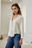 Clarisse Beige Lace Trim Blouse