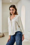 Clarisse Beige Lace Trim Blouse