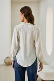 Clarisse Beige Lace Trim Blouse