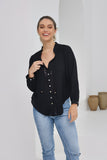 Clarisse Black Lace Trim Blouse