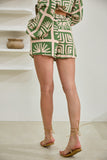 Ardenia Green Abstract Contrast Detail Shorts
