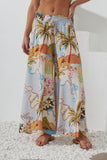 Hawaii Blue Tropical Wide Leg Cropped Pants