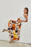 Esmeralda Orange Abstract Wide Leg Cropped Pants