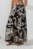 Cali Black Abstract Wide Leg Cropped Pants