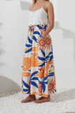 Tropicana Blue Orange Abstract Wide Leg Cropped Pants