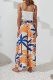 Tropicana Blue Orange Abstract Wide Leg Cropped Pants