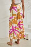 Tropicana Pink Orange Abstract Wide Leg Cropped Pants