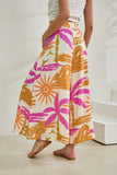 Tropicana Pink Orange Abstract Wide Leg Cropped Pants