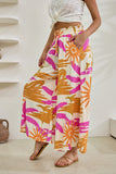 Tropicana Pink Orange Abstract Wide Leg Cropped Pants