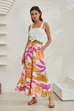 Tropicana Pink Orange Abstract Wide Leg Cropped Pants