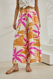 Tropicana Pink Orange Abstract Wide Leg Cropped Pants