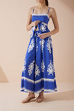 Lune Blue Abstract Wide Leg Cropped Pants