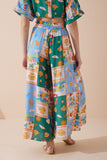 Praia Multicolour Tropical Wide Leg Cropped Pants