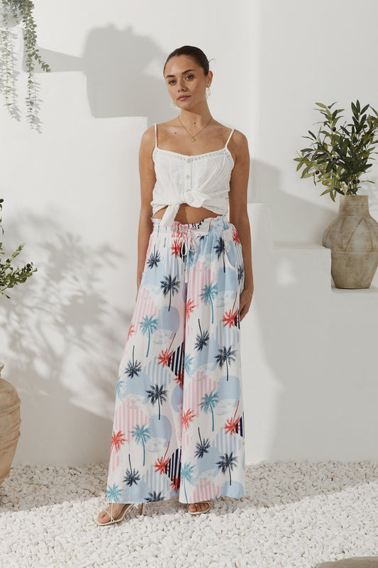 Maluhia Blue Tropical Wide Leg Pants