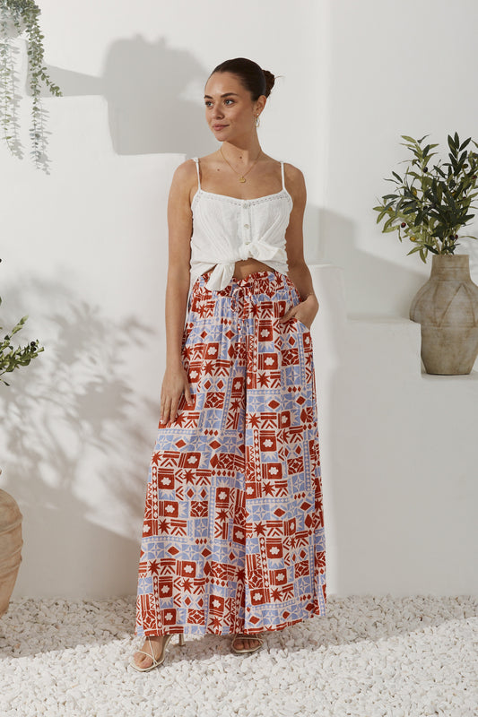 Ariadne Rust Abstract Wide Leg Pants