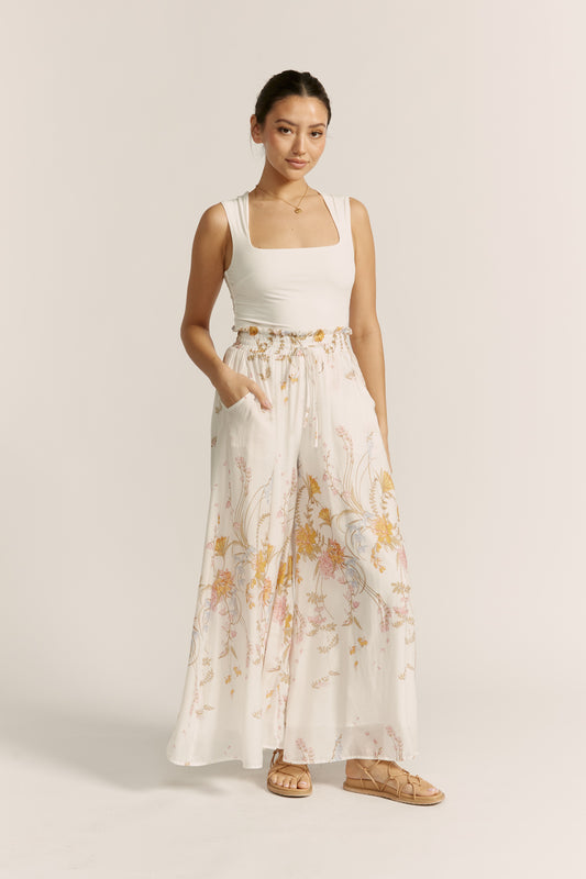 Emmeline Yellow Floral Wide Leg Pants