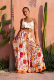 Saffron Orange Abstract Wide Leg Pants