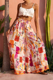 Saffron Orange Abstract Wide Leg Pants