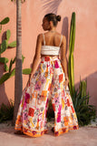 Saffron Orange Abstract Wide Leg Pants