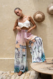 Valora Pink Abstract Wide Leg Pants