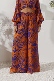 Maris Orange Purple Abstract Shell Wide Leg Pants