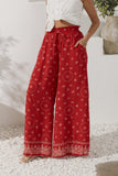 Elowen Red Boho Wide Leg Pants