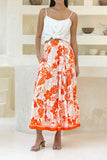 Chiara Orange Tropical Maxi Skirt