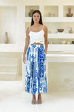 Thalyssa Blue Abstract Maxi Skirt