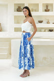 Thalyssa Blue Abstract Maxi Skirt