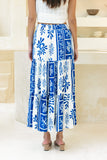 Thalyssa Blue Abstract Maxi Skirt