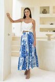 Thalyssa Blue Abstract Maxi Skirt